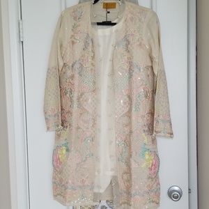 Dress embroided Embellished pearls jacket